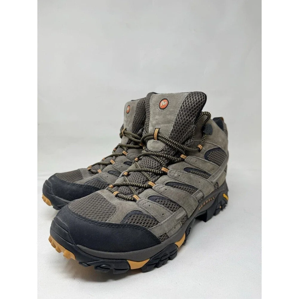 Merrell Moab 2 Mid Trail Hiking Boots Mens Size 14 Gray Suede Vibram J06045